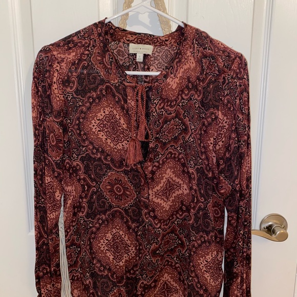 BOHO burgundy blouse - Picture 1 of 4